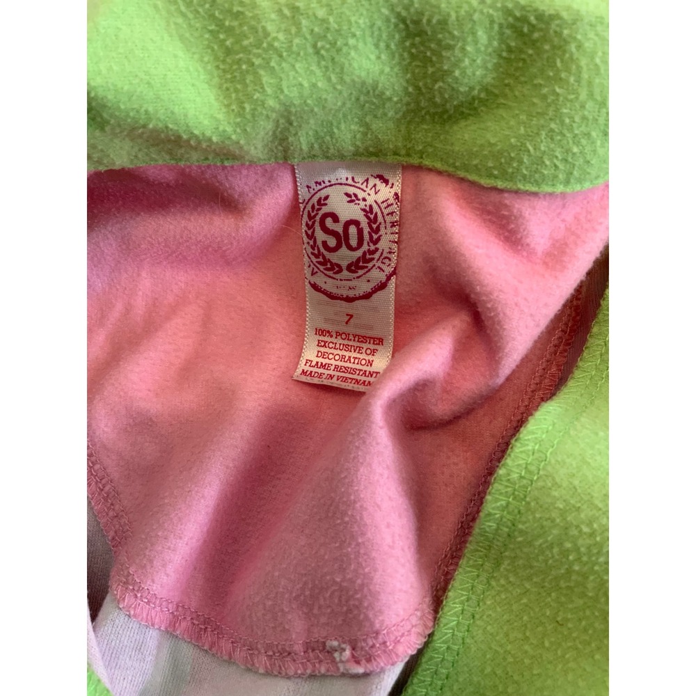 SO‎ Girls Pink Camo Peace Sign Pajama Set Fleece Button Down Sleepwear Size 7 - Picture 2 of 2